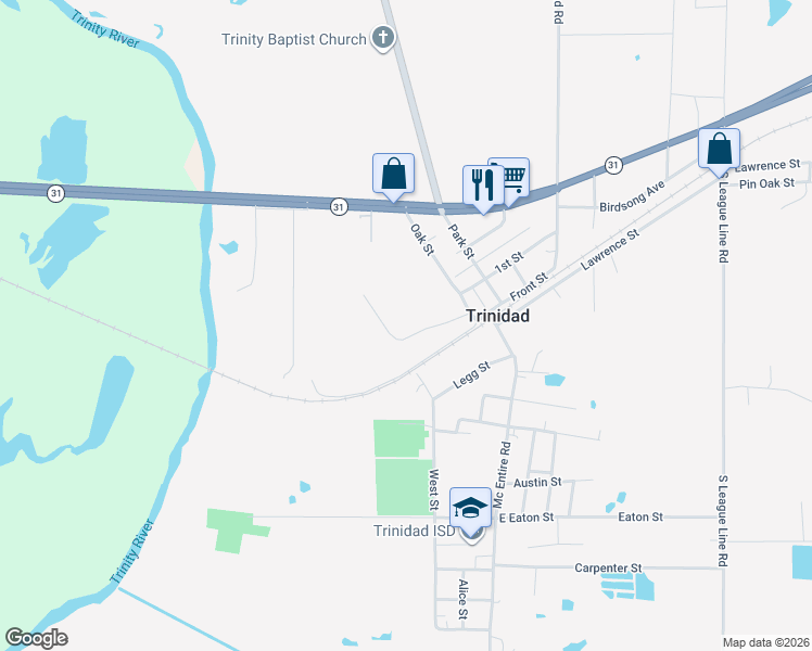 map of restaurants, bars, coffee shops, grocery stores, and more near 200 Jay Street in Trinidad