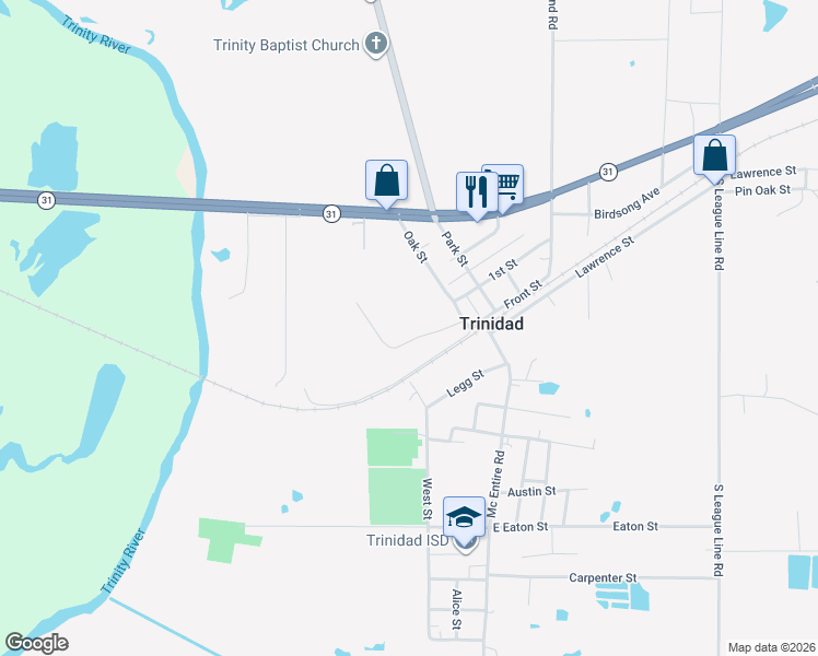 map of restaurants, bars, coffee shops, grocery stores, and more near 200 Jay Street in Trinidad