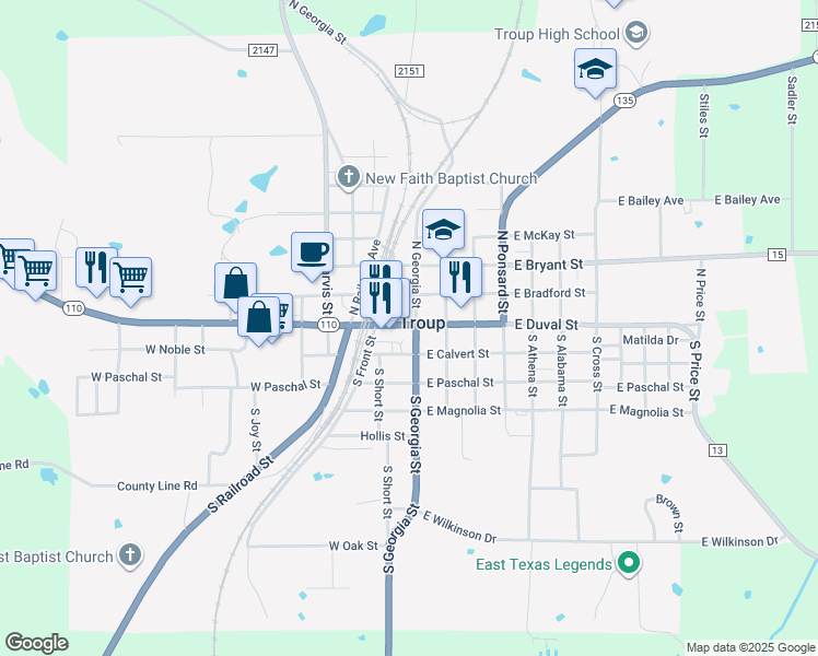 102 West Duval Street, Troup TX Walk Score