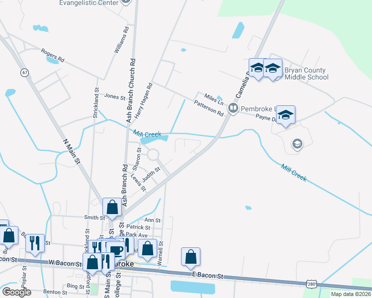 map of restaurants, bars, coffee shops, grocery stores, and more near 185 Kayton Court in Pembroke