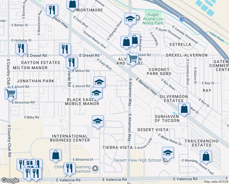 map of restaurants, bars, coffee shops, grocery stores, and more near 3796 East Talkalai Lake Place in Tucson