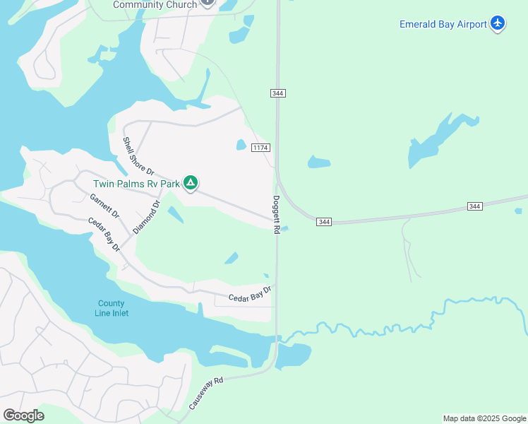 map of restaurants, bars, coffee shops, grocery stores, and more near 23039 Shell Shore Drive in Bullard