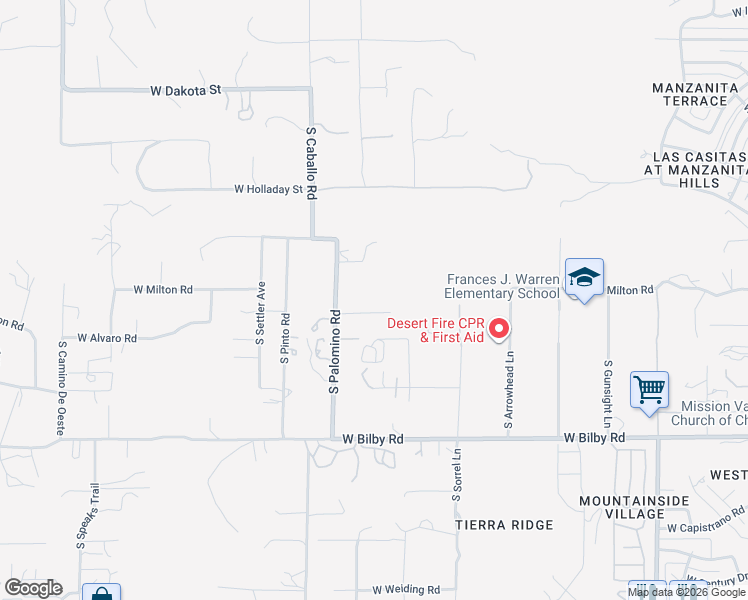 map of restaurants, bars, coffee shops, grocery stores, and more near 5809 South Palomino Road in Tucson