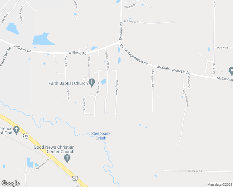 map of restaurants, bars, coffee shops, grocery stores, and more near 172 Valley Cove in Florence