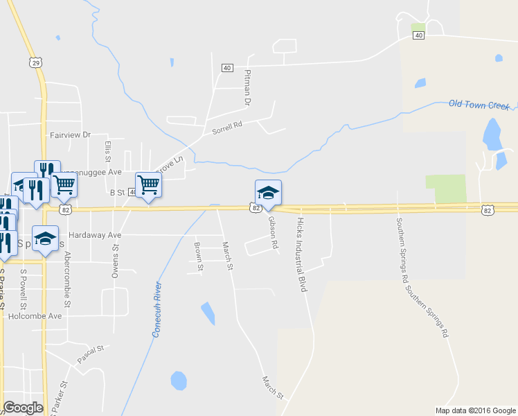 map of restaurants, bars, coffee shops, grocery stores, and more near Conecuh Avenue West in Union Springs