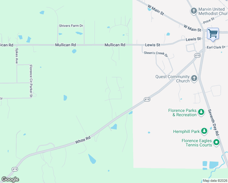 map of restaurants, bars, coffee shops, grocery stores, and more near 118 Stonebrook Drive in Florence
