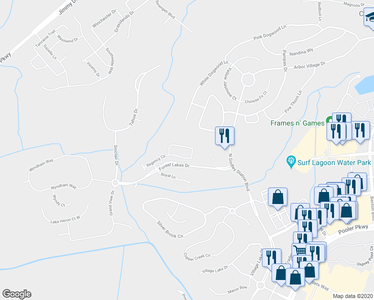 map of restaurants, bars, coffee shops, grocery stores, and more near 164 Regency Circle in Pooler