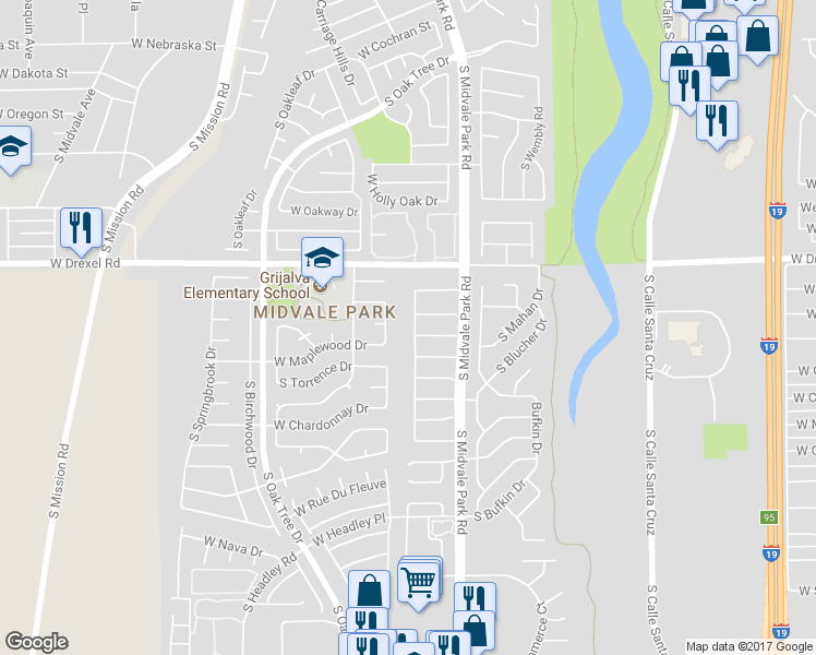 map of restaurants, bars, coffee shops, grocery stores, and more near 5810 South Wood Crest Drive in Tucson
