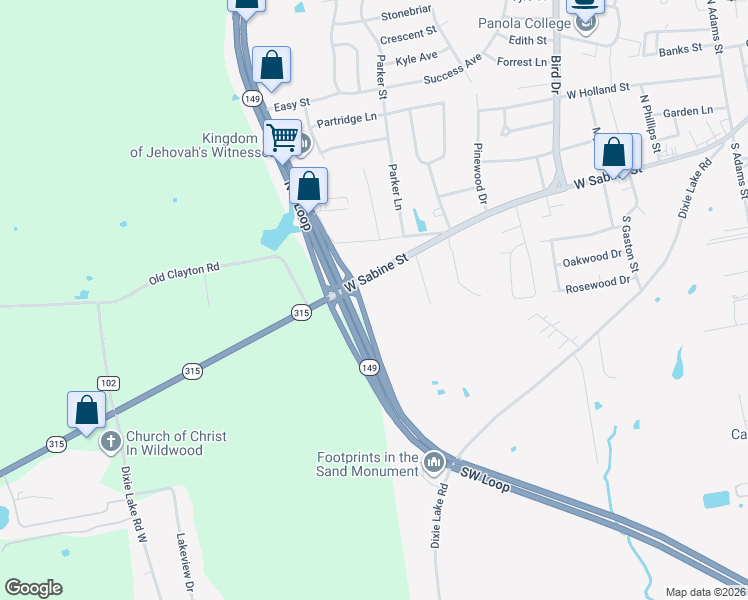 map of restaurants, bars, coffee shops, grocery stores, and more near 1307-1383 West Sabine Street in Carthage