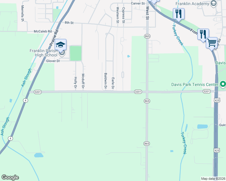 map of restaurants, bars, coffee shops, grocery stores, and more near 3282 Earle Dr in Winnsboro