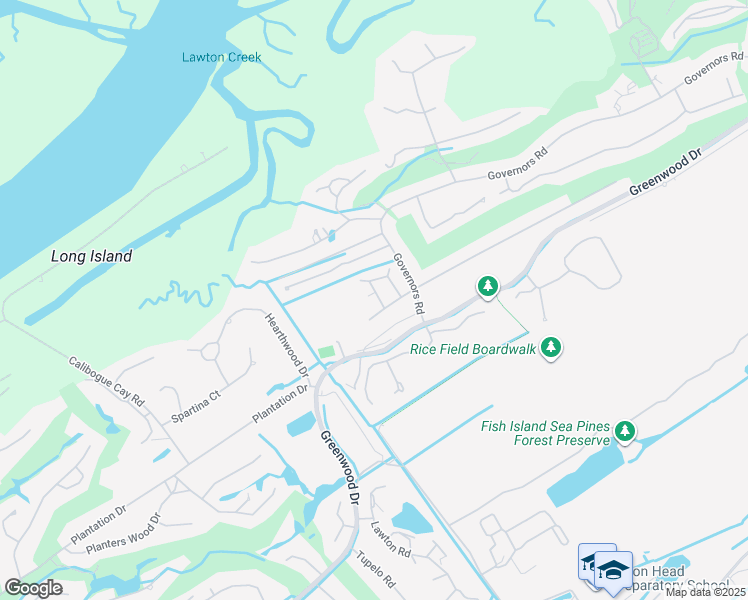 map of restaurants, bars, coffee shops, grocery stores, and more near 25 Oak Court in Hilton Head Island