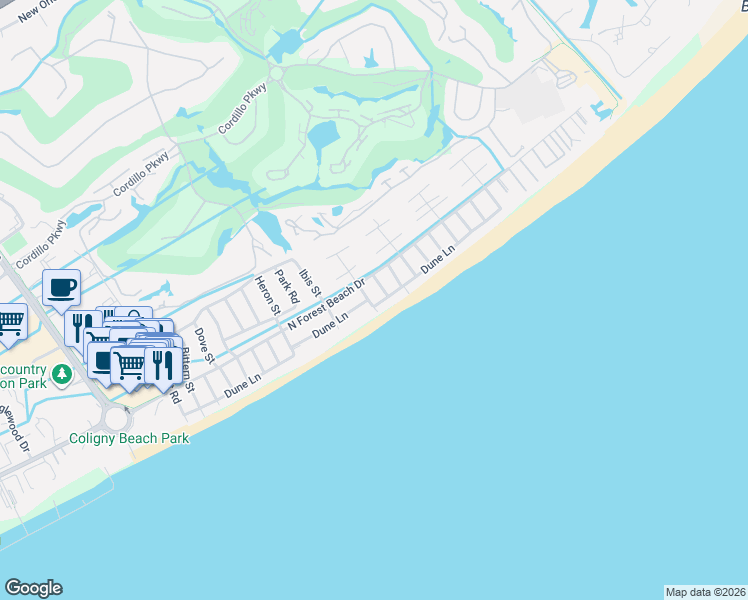 map of restaurants, bars, coffee shops, grocery stores, and more near 23 Jacana Street in Hilton Head Island