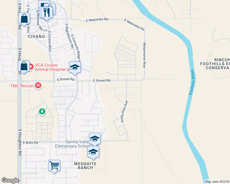 map of restaurants, bars, coffee shops, grocery stores, and more near 5778 South Clonmellon Avenue in Tucson