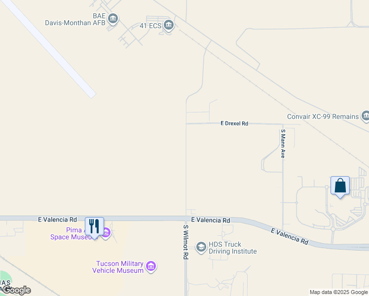 map of restaurants, bars, coffee shops, grocery stores, and more near 5810 South Wilmot Road in Tucson