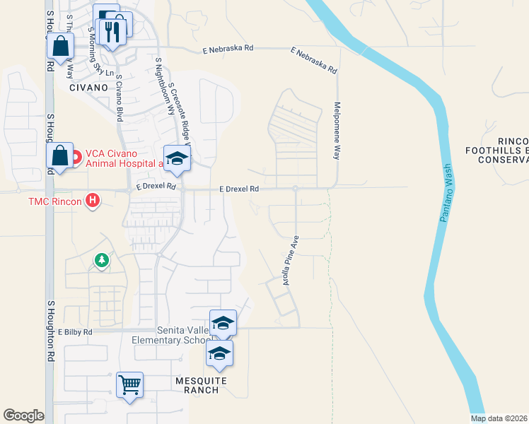 map of restaurants, bars, coffee shops, grocery stores, and more near 5778 South Clonmellon Avenue in Tucson