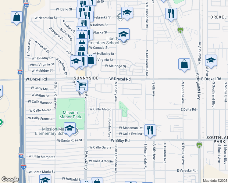 map of restaurants, bars, coffee shops, grocery stores, and more near 279 West Calle Nido De Amor in Tucson