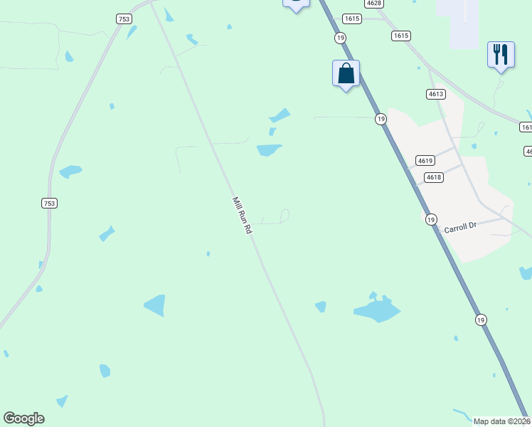 map of restaurants, bars, coffee shops, grocery stores, and more near 7603 Mill Run Road in Athens