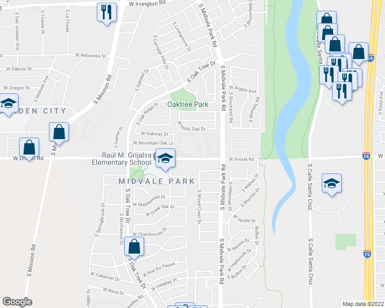 map of restaurants, bars, coffee shops, grocery stores, and more near 1700 West Pineriver Place in Tucson