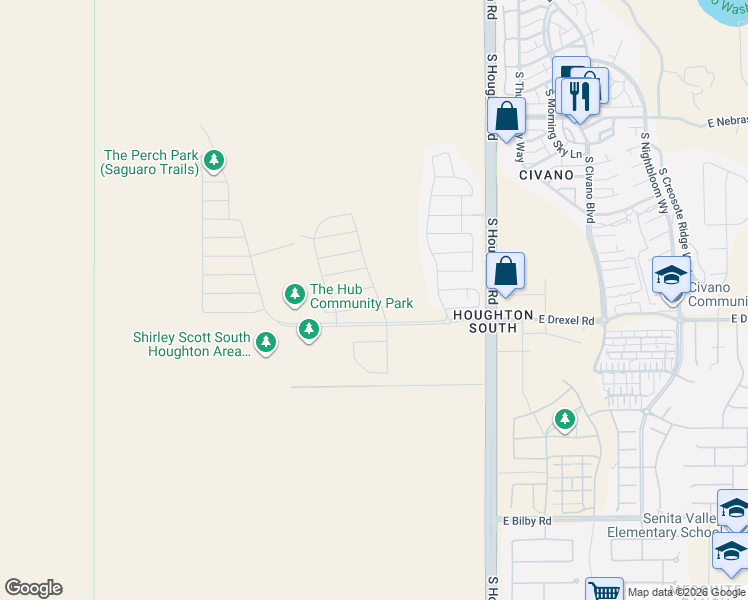 map of restaurants, bars, coffee shops, grocery stores, and more near 10085 East Fay Canyon Trail in Tucson