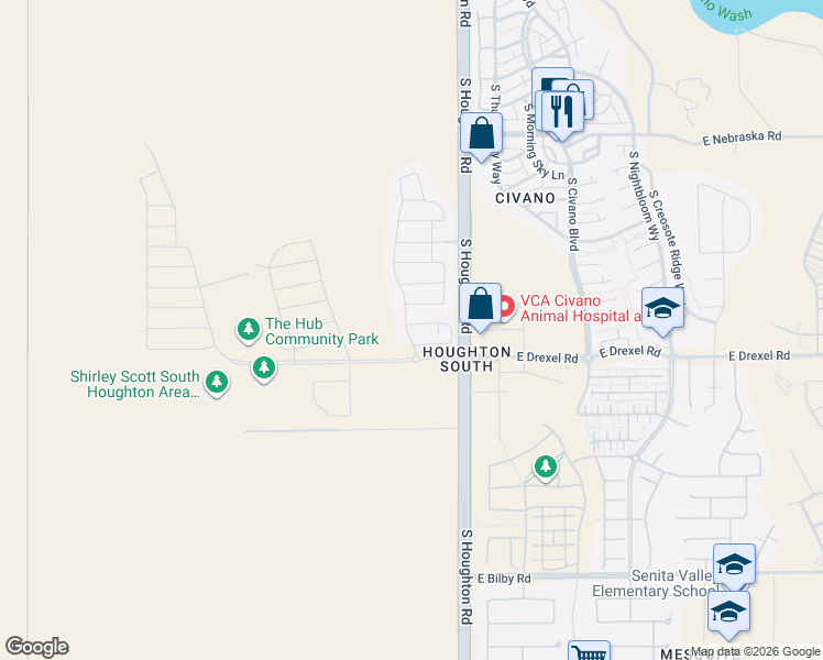 map of restaurants, bars, coffee shops, grocery stores, and more near 5624 South Saguaro Wash Trail in Tucson