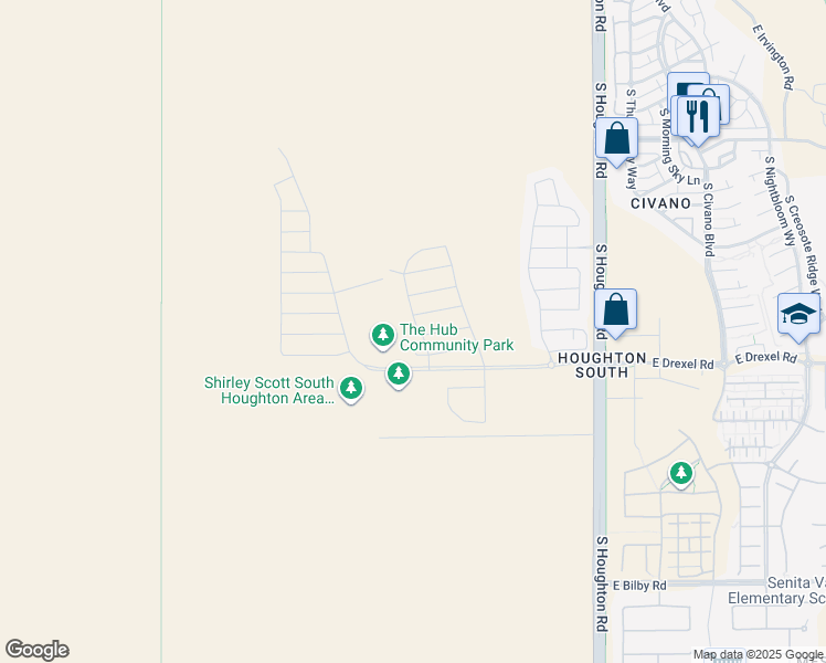 map of restaurants, bars, coffee shops, grocery stores, and more near 5632 South Sycamore Rim Trail in Tucson
