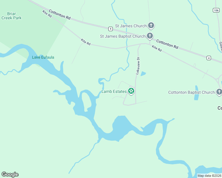 map of restaurants, bars, coffee shops, grocery stores, and more near 18 Lakeside Court in Eufaula