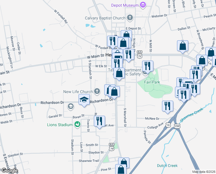 map of restaurants, bars, coffee shops, grocery stores, and more near in Henderson