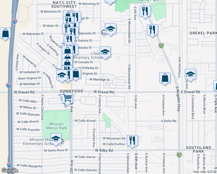 map of restaurants, bars, coffee shops, grocery stores, and more near 15666 South Cedar Grove Drive in Tucson
