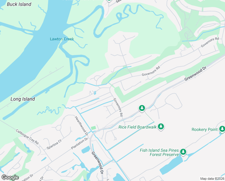 map of restaurants, bars, coffee shops, grocery stores, and more near 95 Governors Road in Hilton Head Island