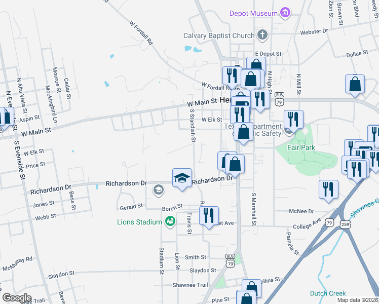 map of restaurants, bars, coffee shops, grocery stores, and more near 318 South Standish Street in Henderson