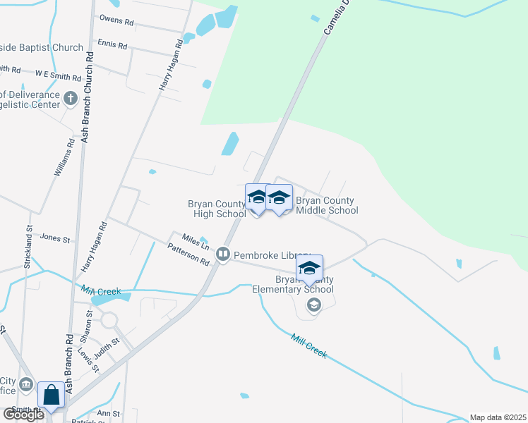 map of restaurants, bars, coffee shops, grocery stores, and more near 1234 Camelia Drive in Pembroke