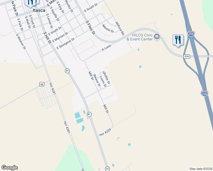 map of restaurants, bars, coffee shops, grocery stores, and more near 817 Loom Street in Itasca