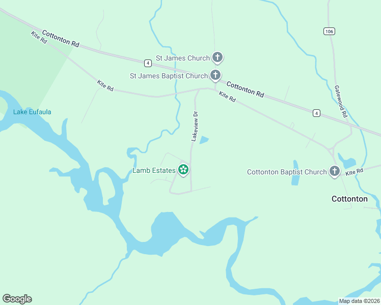 map of restaurants, bars, coffee shops, grocery stores, and more near 18 Lakeside Court in Eufaula