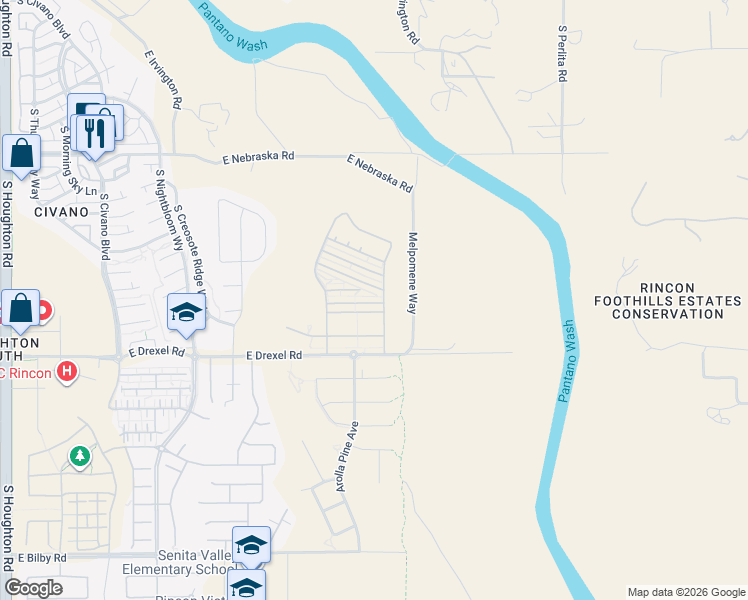 map of restaurants, bars, coffee shops, grocery stores, and more near 11021 East Gray Mare Trail in Tucson