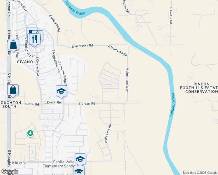 map of restaurants, bars, coffee shops, grocery stores, and more near 10971 East Gray Mare Trail in Tucson