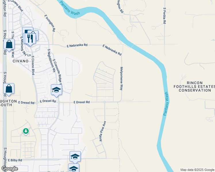 map of restaurants, bars, coffee shops, grocery stores, and more near 11001 East Gray Mare Trail in Tucson