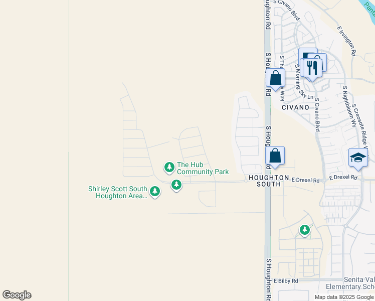 map of restaurants, bars, coffee shops, grocery stores, and more near 5632 S Sycamore Rim trail in Tucson