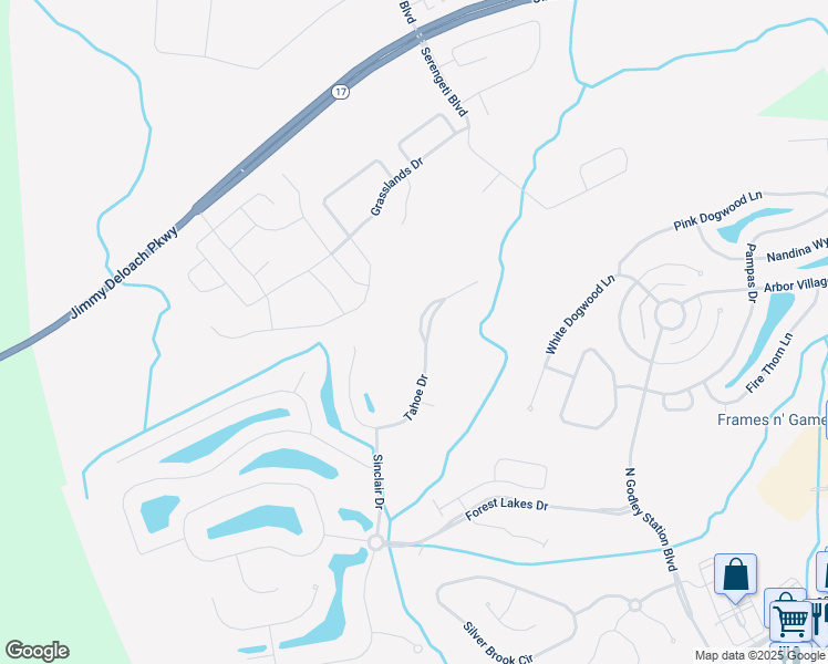 map of restaurants, bars, coffee shops, grocery stores, and more near 130 Tahoe Drive in Pooler
