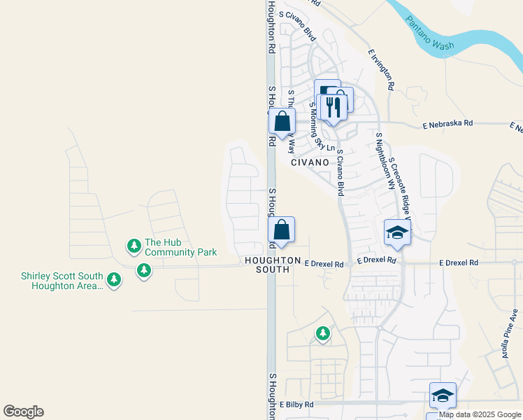 map of restaurants, bars, coffee shops, grocery stores, and more near 5539 South White Spar Trail in Tucson