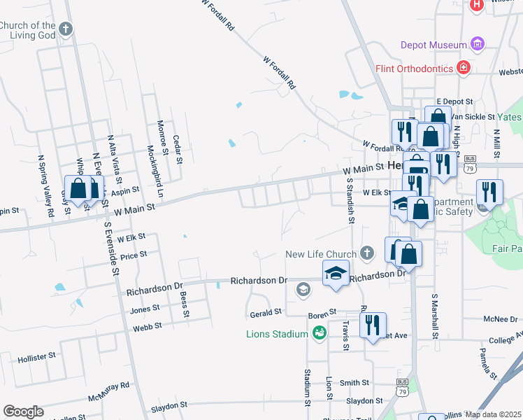 map of restaurants, bars, coffee shops, grocery stores, and more near 805 West Elk Street in Henderson