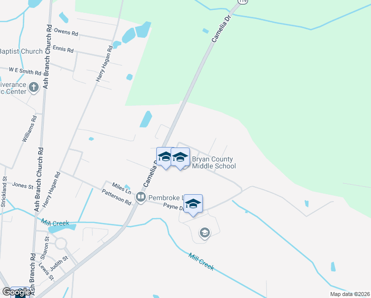 map of restaurants, bars, coffee shops, grocery stores, and more near 104 Waters Circle in Pembroke