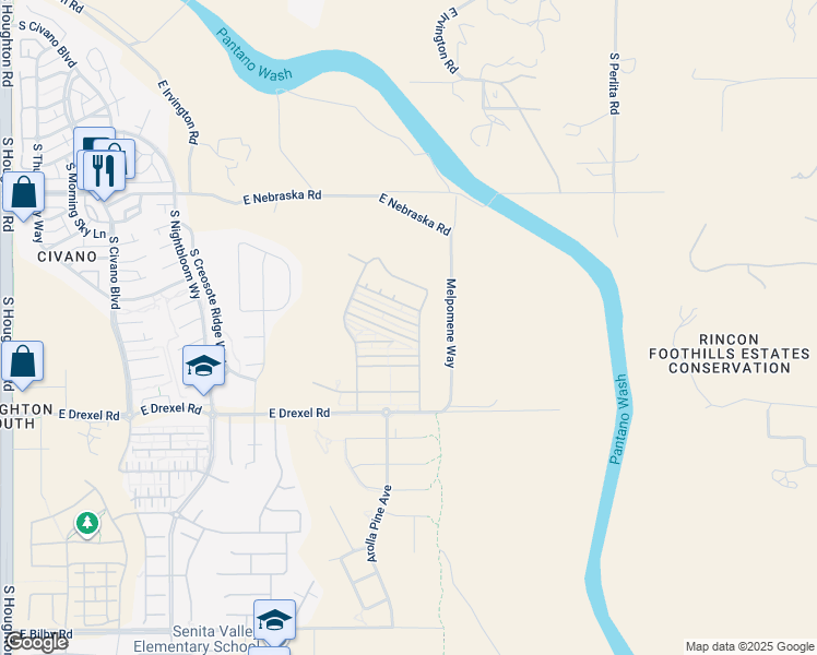 map of restaurants, bars, coffee shops, grocery stores, and more near 11014 East Palmetto Pointe Trail in Tucson
