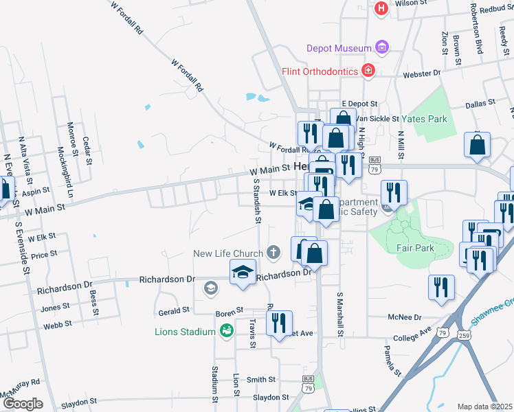 map of restaurants, bars, coffee shops, grocery stores, and more near 300 Tipps Street in Henderson