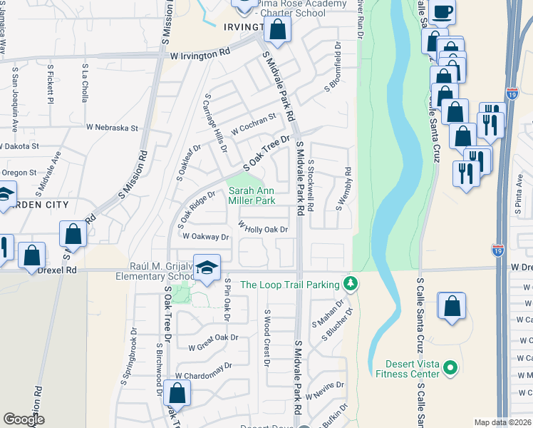 map of restaurants, bars, coffee shops, grocery stores, and more near 1652 West Picton Arcade in Tucson