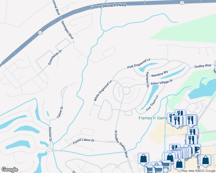 map of restaurants, bars, coffee shops, grocery stores, and more near 107 White Dogwood Lane in Pooler