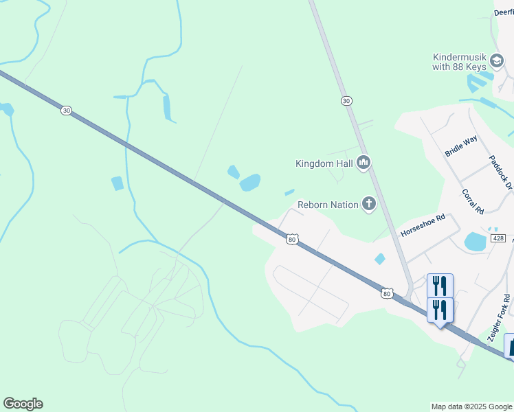 map of restaurants, bars, coffee shops, grocery stores, and more near 2589 U.S. 80 in Bloomingdale