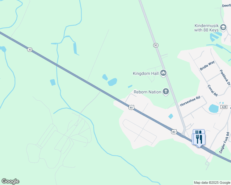 map of restaurants, bars, coffee shops, grocery stores, and more near 2589 U.S. 80 in Bloomingdale