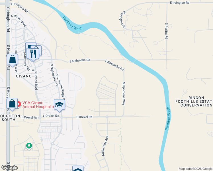 map of restaurants, bars, coffee shops, grocery stores, and more near 10939 East Passion Flower Lane in Tucson