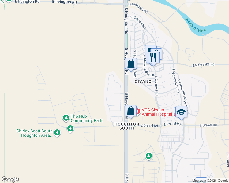 map of restaurants, bars, coffee shops, grocery stores, and more near 10178 East Wasson Peak Trail in Tucson