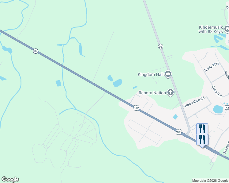 map of restaurants, bars, coffee shops, grocery stores, and more near 2565 U.S. 80 in Bloomingdale